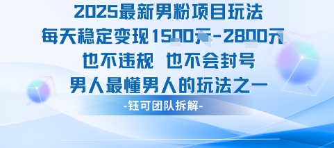 2025最新男粉项目玩法每天变现1k+也不违规也不会封号男人最懂男人的玩法-资源V站
