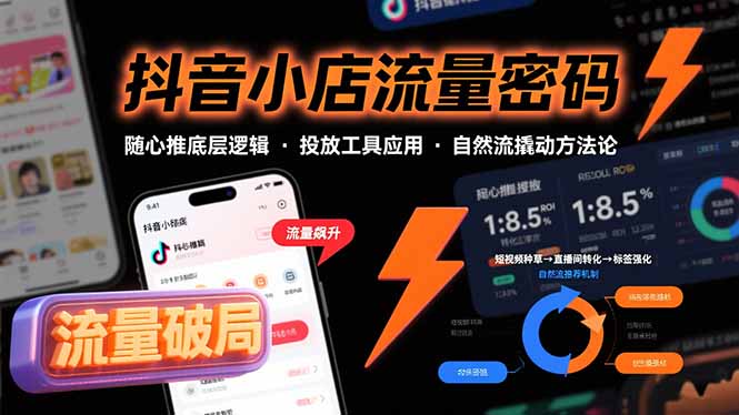 抖音小店流量密码，随心推底层逻辑，投放工具应用，自然流撬动核心方法论-资源V站