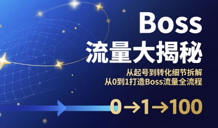 Boss流量大揭秘，从起号到转化细节拆解，从0到1打造Boss流量全流程-资源V站