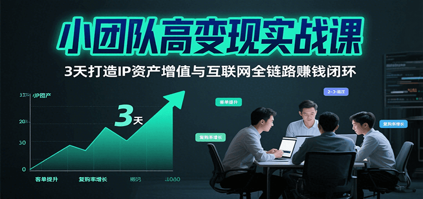小团队高变现实战课，3天打造IP资产增值与互联网全链路赚钱闭环(第二期)-资源V站