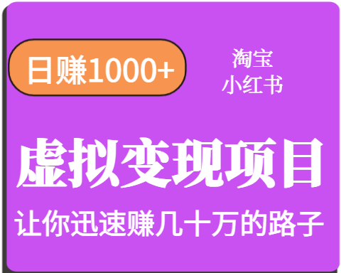 淘宝OR小红书虚拟变现，日赚1000+，多账号操作年收入几十W不等-资源V站