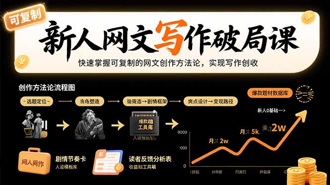 新人网文写作破局课：快速掌握可复制的网文创作方法论，实现写作创收-资源V站