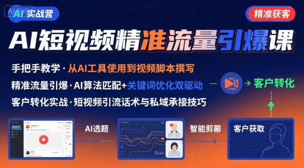 AI+短视频引爆精准客户实战营，手把手教你引爆Ai短视频精准流量-资源V站