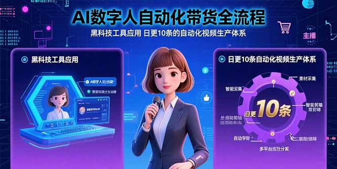 AI数字人自动化带货全流程：黑科技工具应用 日更10条的自动化视频生产体系-资源V站