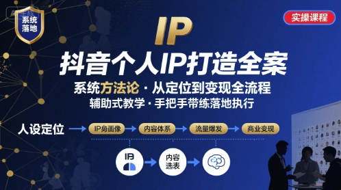 抖音个人IP系统落地实操大课，实操课程，辅助落地-资源V站