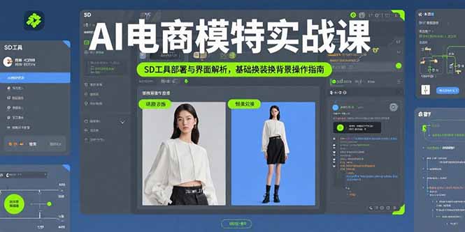 AI电商模特实战课，SD工具部署与界面解析，基础换装换背景操作指南-资源V站