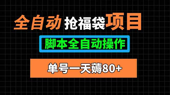 全自动抢福袋项目，单号一天80+脚本全自动操作-资源V站