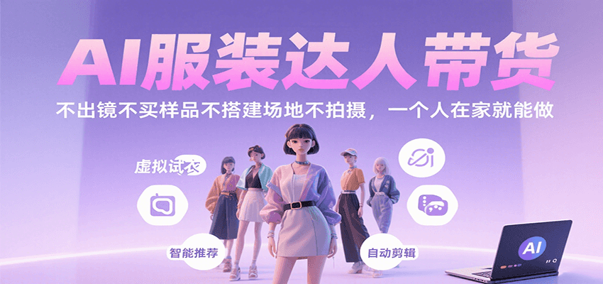 AI服装达人带货，不出镜不买样品不搭建场地不拍摄，一个人在家就能做-资源V站