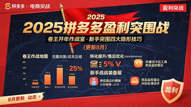 2025拼多多盈利突围战：卷王开年作战室，新手突围四大隐形技巧(更新8月-资源V站