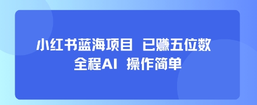 小红书蓝海项目，全程AI，操作简单，已挣五位数-资源V站