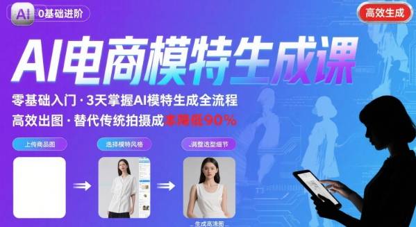 AI模特进阶课程，0基础高效生成逼真电商模特图-资源V站