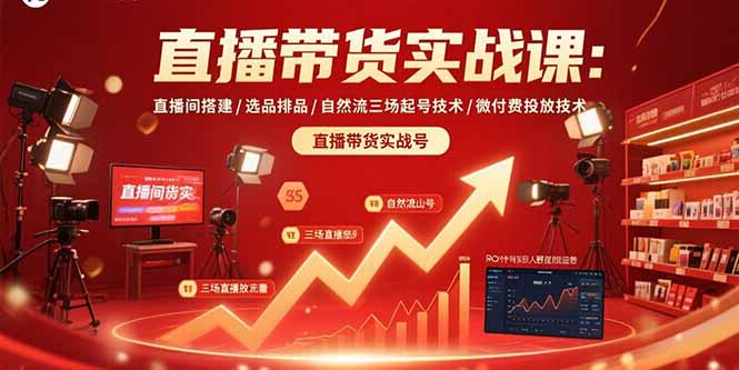 直播带货实战课：直播间搭建/选品排品/自然流三场起号技术/微付费投放技术-资源V站