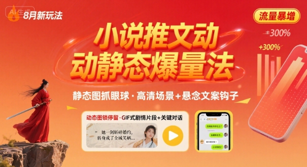 8月小说推文全新玩法，动静态图片+搭配小说文案爆量玩法-资源V站