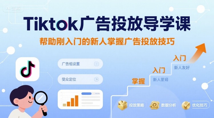 Tiktok广告投放导学课，帮助刚入门的新人掌握广告投放技巧-资源V站