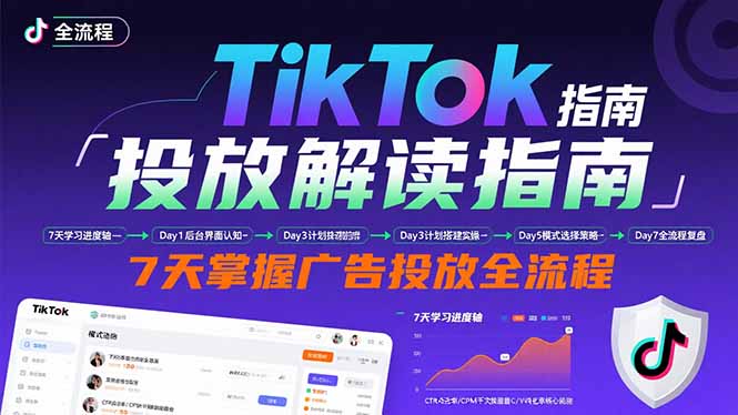 TikTok投放解读指南：后台操作/计划建立/模式选择，7天掌握广告投放全流程-资源V站