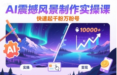 AI震撼风景制作实操课，快速起千粉万粉号-资源V站