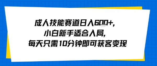 成人技能赛道日入多张，小白新手适合入局，每天只需10分钟即可获客变现-资源V站