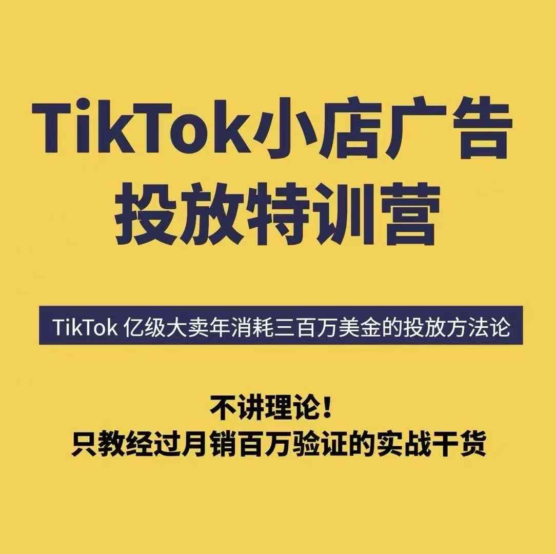 TikTok小店广告投放特训营，6天破局计划专治各种“投不动”，教你经过月销百万验证的实战干货-资源V站