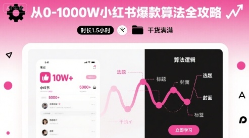 从0-1000W小红书爆款算法全攻略，时长1.5小时，干货满满-资源V站