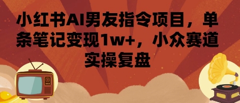 小红书AI男友指令项目，单条笔记变现1w+，小众赛道实操复盘-资源V站