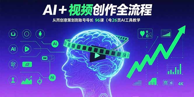AI+短视频创作全流程：从创意策划到账号增长，96节课(含26项AI工具教学-资源V站