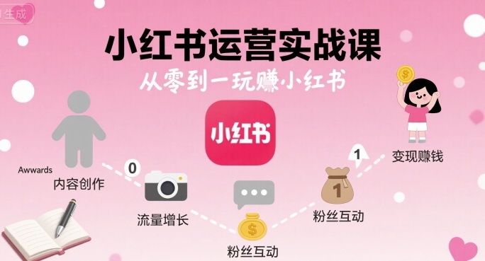 小红书运营实战课，从零到一玩賺小红书-资源V站
