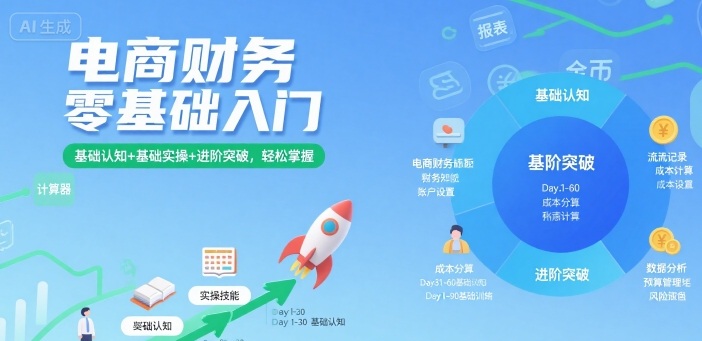 电商财务零基础入门，基础认知+基础实操+进阶突破，轻松掌握-资源V站