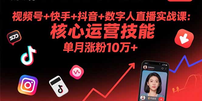 视频号+快手+抖音+数字人直播实战课(9月-资源V站