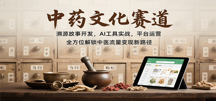 中药文化赛道：溯源故事开发，AI工具实战，平台运营，全方位解锁中医流量变现新路径-资源V站