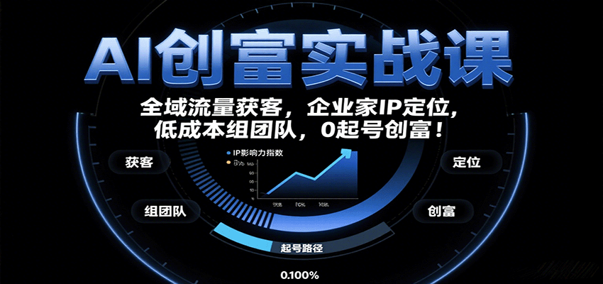 AI创富实战课：企业家IP定位，全域流量获客，低成本组团队，0起号创富！-资源V站