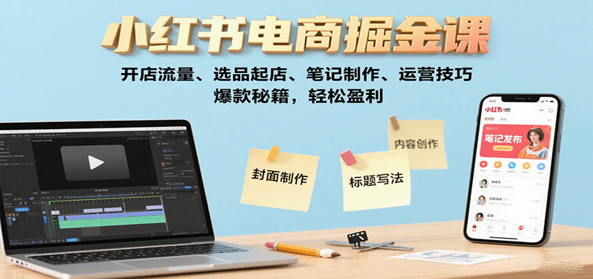 小红书电商掘金课:开店流量、选品起店、笔记制作、运营技巧,爆款秘籍,轻松盈利-资源V站