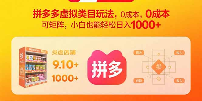 拼多多虚拟类目玩法，0成本，可矩阵，小白也能轻松日入1000+-资源V站