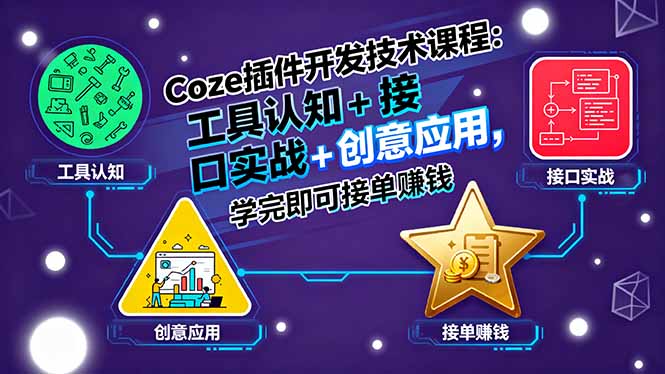 Coze插件开发技术课程：工具认知+接口实战+创意应用，学完即可接单赚钱-资源V站