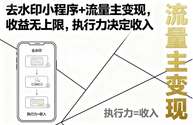 去水印小程序+流量主变现,收益无上限,执行力决定收入-资源V站