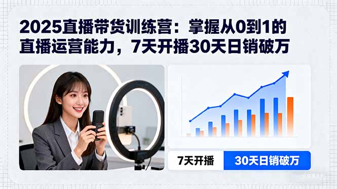 2025直播带货训练营：掌握从0到1的直播运营能力，7天开播30天日销破万-资源V站