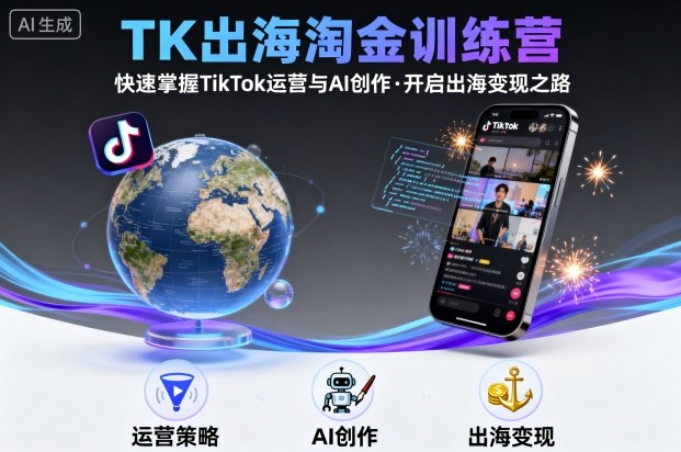 TK出海淘金训练营，助你快速掌握TikTok运营与AI创作，开启出海变现之路-资源V站