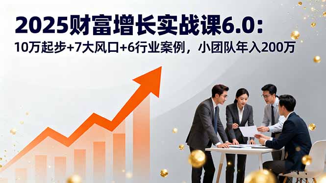 2025财富增长实战课6.0：10万起步+7大风口+6行业案例，小团队年入200万-资源V站