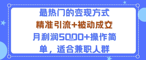 小众赛道玩法:当下最热门的变现方式,精准引流+被动成交月利润5k+操作简单,适合兼职人群-资源V站