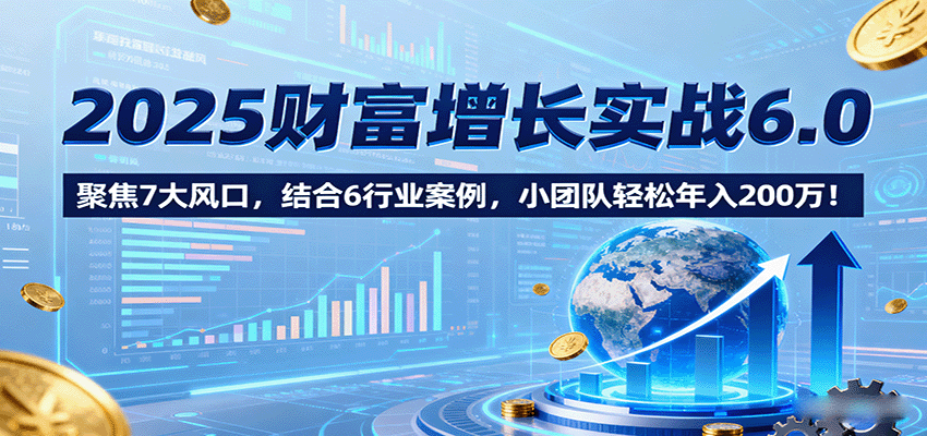 2025财富增长实战6.0，聚焦7大风口，结合6行业案例，小团队轻松年入200万！-资源V站