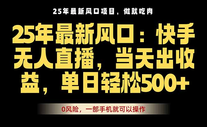 25年最新无人直播玩法,当天秒出单,一部手机就可操作-资源V站