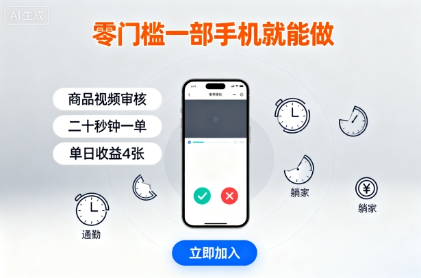 零门槛一部手机就能做,商品视频审核,通勤躺家碎片时间都能做,二十秒钟一单,单日收益4张【揭秘】-资源V站