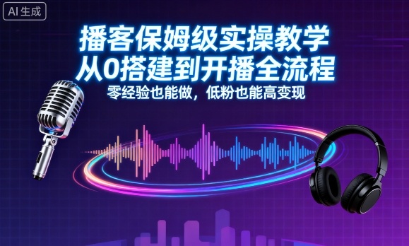 播客保姆级实操教学，从0搭建到开播全流程，零经验也能做，低粉也能高变现-资源V站