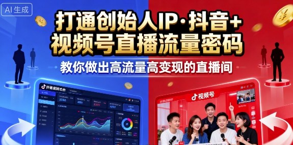 25年直播9-10两期线下课，打通创始人IP，抖音+视频号直播流量密码，教你做出高流量高变现的直播间-资源V站