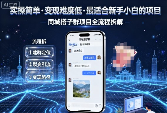实操简单,变现难度低,最适合新手小白做的项目,每天轻松收入3张,同城搭子群项目全流程拆解-资源V站