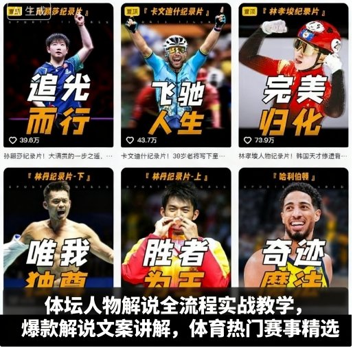 体坛人物解说全流程实战教学，爆款解说文案讲解，体育热门赛事精选-资源V站