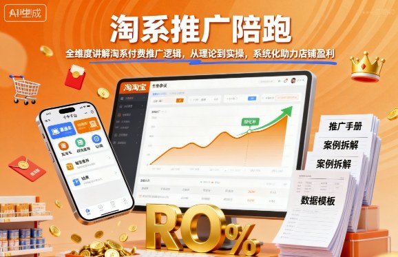 淘系推广陪跑，全维度讲解淘系付费推广逻辑，从理论到实操，系统化助力店铺盈利-资源V站