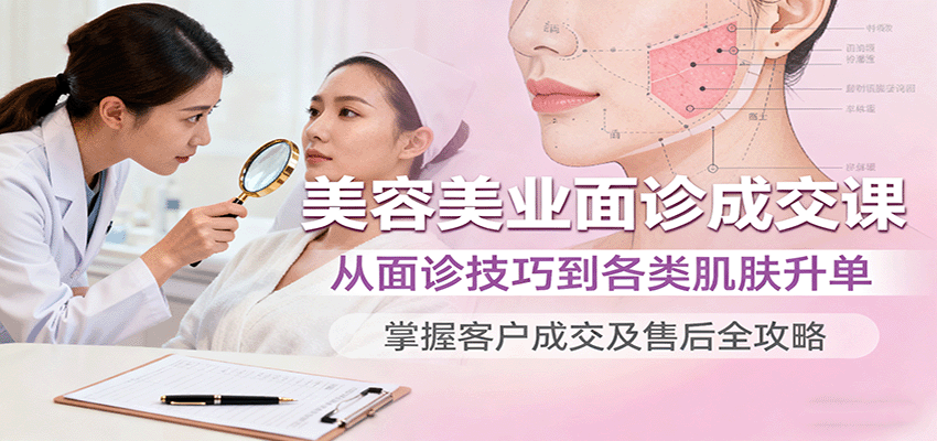 美容美业面诊成交课,从面诊技巧到各类肌肤升单,掌握客户成交及售后全攻略-资源V站