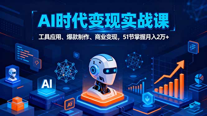 AI时代全场景实战课，工具应用、爆款制作、商业变现，51节掌握月入2万+-资源V站