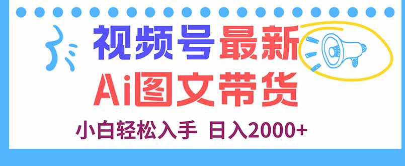 视频号最新AI图文带货，每天几分钟，小白轻松入手，日入2000+-资源V站