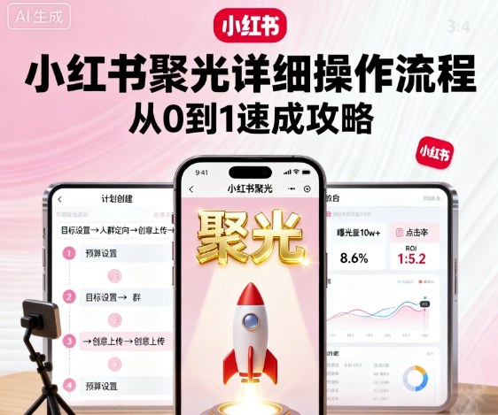 小红书聚光详细操作流程，小红书聚光从0到1速成攻略-资源V站